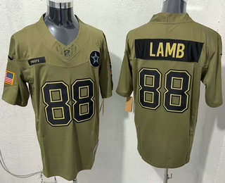 Men's Dallas Cowboys #88 CeeDee Lamb Olive 2025 FUSE Salute to Service Limited Jersey