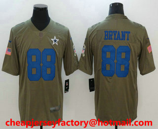 Men's Dallas Cowboys #88 Dez Bryant Olive 2017 Salute To Service Stitched NFL Nike Limited Jersey