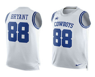 Men's Dallas Cowboys #88 Dez Bryant White Nike Player Name And Number Tank Top