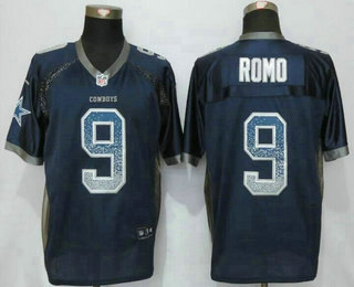 Men's Dallas Cowboys #9 Tony Romo Navy Blue Drift Fashion NFL Nike Elite Jersey