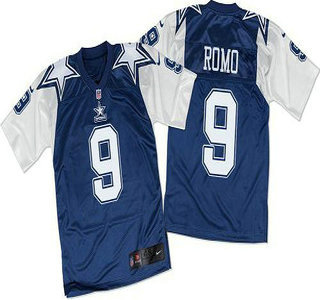 Men's Dallas Cowboys #9 Tony Romo Navy Blue White Throwback Nike Elite Jersey