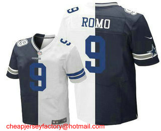 Men's Dallas Cowboys #9 Tony Romo Navy With White Two Tone Stitched NFL Nike Elite Jersey