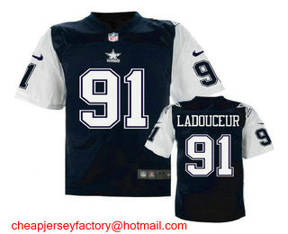 Men's Dallas Cowboys #91 L.P. Ladouceur Navy Blue Throwback Stitched NFL Nike Elite Jersey