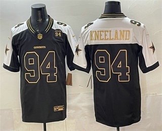 Men's Dallas Cowboys #94 Marshawn Kneeland Black Gold FUSE 94 Marshawn Kneeland Patch Vapor Limited Stitched Jersey
