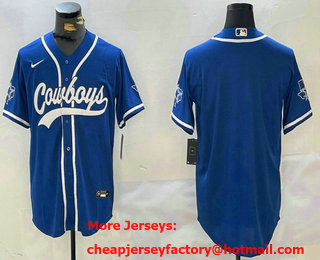 Men's Dallas Cowboys Blank Light Blue Stitched Cool Base Nike Baseball Jersey