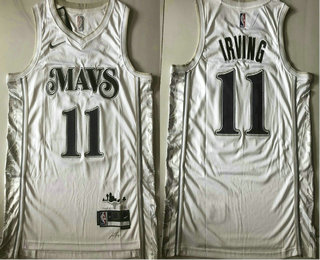Men's Dallas Mavericks #11 Kyrie Irving White 2024 City Edition AU Stitched Jersey