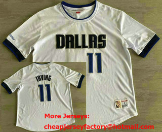 Men's Dallas Mavericks #11 Kyrie Irving White Short Sleeved Swingman Throwback Jersey