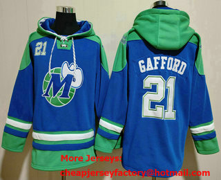 Men's Dallas Mavericks #21 Daniel Gafford Blue Ageless Must Have Lace Up Pullover Hoodie