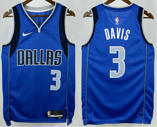 Men's Dallas Mavericks #3 Anthony Davis Blue Hot Press Jersey