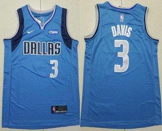Men's Dallas Mavericks #3 Anthony Davis Blue Sponsor Swingman Jersey