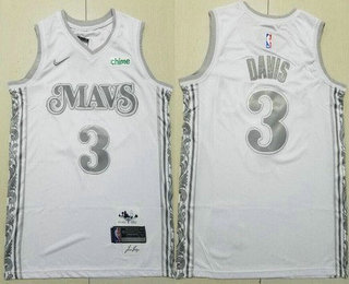Men's Dallas Mavericks #3 Anthony Davis White 2024 City Sponsor Swingman Jersey