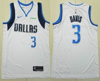 Men's Dallas Mavericks #3 Anthony Davis White Sponsor Swingman Jersey