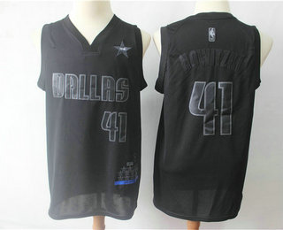 Men's Dallas Mavericks #41 Dirk Nowitzki MVP Black 2019 Nike Swingman Stitched NBA Jersey