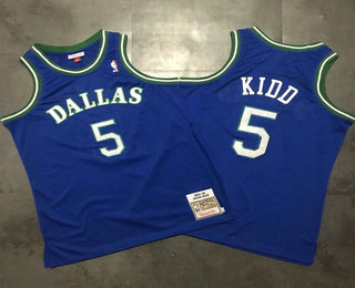 Men's Dallas Mavericks #5 Jason Kidd 1994-95 Light Blue Hardwood Classics Soul AU Throwback Jersey