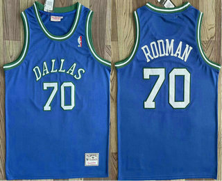 Men's Dallas Mavericks #70 Dennis Rodman Blue Throwback Stitched Jersey