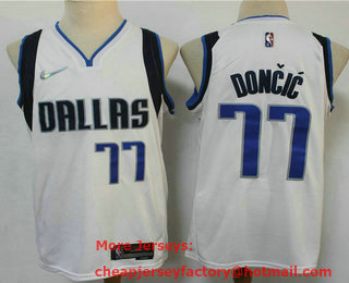 Men's Dallas Mavericks #77 Luka Doncic 75th Anniversary Diamond White 2021 Stitched Jersey