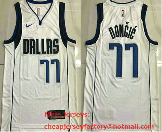 Men's Dallas Mavericks #77 Luka Doncic White 2020 NBA AU Stitched Jersey