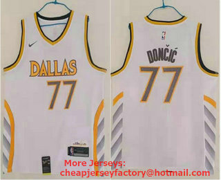 Men's Dallas Mavericks #77 Luka Doncic White 2021 Nike City Edition Swingman Jersey