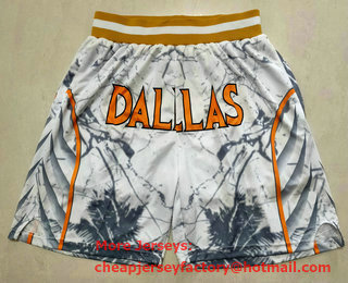 Men's Dallas Mavericks White Big Face Mitchell Ness Hardwood Classics Soul Swingman Throwback Shorts