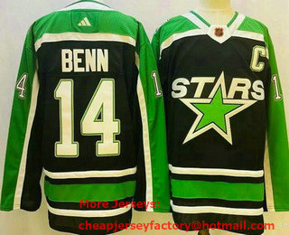 Men's Dallas Stars #14 Jamie Benn Black 2022 Reverse Retro Authentic Jersey