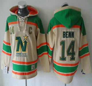 Men's Dallas Stars #14 Jamie Benn Old Time Hockey Home Cream Hoody
