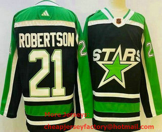 Men's Dallas Stars #21 Jason Robertson Black 2022 Reverse Retro Authentic Jersey