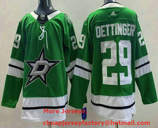 Men's Dallas Stars #29 Jake Oettinger Green Authentic Jersey