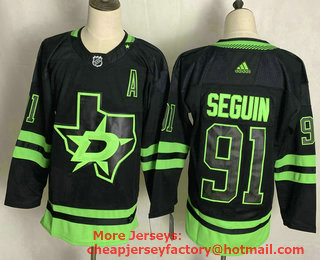 Men's Dallas Stars #91 Tyler Seguin Black Adidas 2020-21 Alternate Authentic Player NHL Jersey