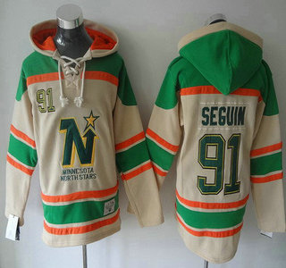 Men's Dallas Stars #91 Tyler Seguin Old Time Hockey Home Cream Hoody