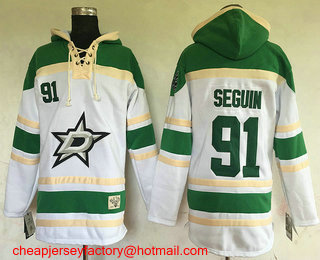 Men's Dallas Stars #91 Tyler Seguin White Stitched NHL Old Time Hockey Hoodie