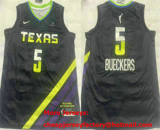 Men's Dallas Wings #5 Paige Bueckers Black Swingman Stitched Jersey