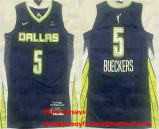 Men's Dallas Wings #5 Paige Bueckers Navy Stitched Basketball Jersey
