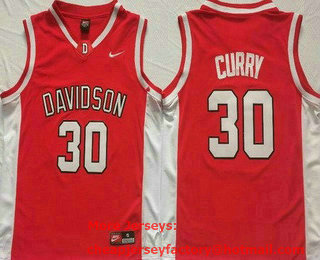 Men's Davidson Wildcats #30 Stephen Curry Red College Basketball Jersey