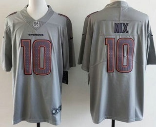 Men's Denver Broncos #10 Bo Nix Limited Gray Fashion Vapor Jersey