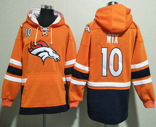 Men's Denver Broncos #10 Bo Nix NEW Orange Pocket Stitched NFL Pullover Hoodie