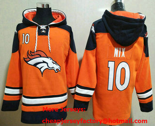 Men's Denver Broncos #10 Bo Nix Orange Ageless Must Have Lace Up Pullover Hoodie