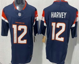 Men's Denver Broncos #12 Rj Harvey Limited Navy FUSE Vapor Jersey