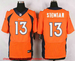 Men's Denver Broncos #13 Trevor Siemian Orange Team Color Stitched NFL Nike Elite Jersey