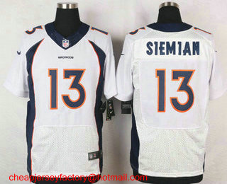 Men's Denver Broncos #13 Trevor Siemian White Road Stitched NFL Nike Elite Jersey
