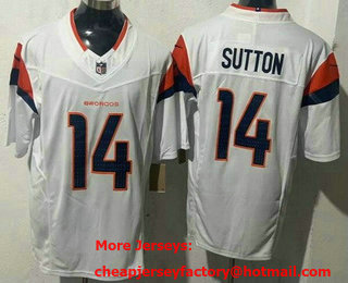 Men's Denver Broncos #14 Courtland Sutton Limited White FUSE Vapor Jersey