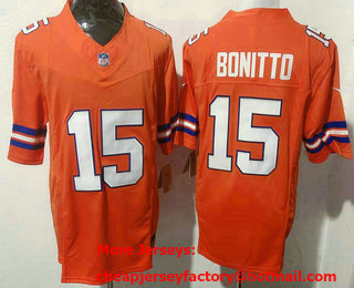 Men's Denver Broncos #15 Nik Bonitto Limited Orange Throwback FUSE Vapor Jersey