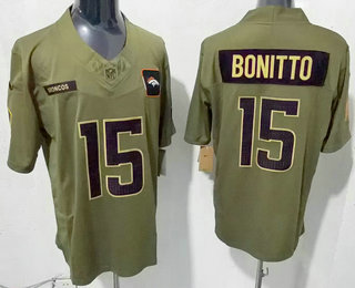 Men's Denver Broncos #15 Nik Bonitto Olive 2025 FUSE Salute to Service Limited Jersey