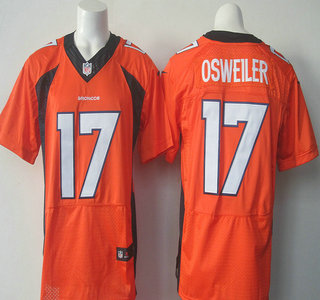 Men's Denver Broncos #17 Brock Osweiler Orange Team Color NFL Nike Elite Jersey