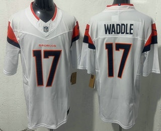 Men's Denver Broncos #17 Jaylen Waddle Limited White FUSE Vapor Jersey