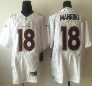 Men's Denver Broncos #18 Peyton Manning Nike All White Elite Event Jersey