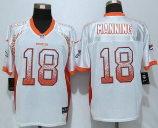 Men's Denver Broncos #18 Peyton Manning White Drift Fashion Orange Elite Jersey