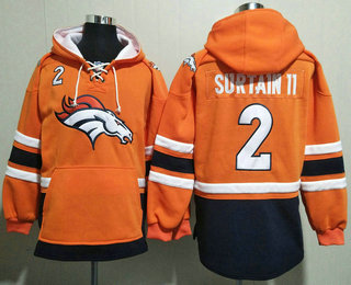 Men's Denver Broncos #2 Patrick Surtain II NEW Orange Pocket Stitched NFL Pullover Hoodie