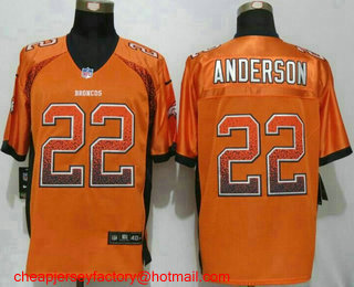 Men's Denver Broncos #22 C.J. Anderson Orange Drift Stitched NFL Nike Elite Fashion Jersey