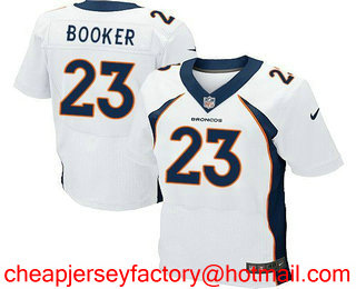 Men's Denver Broncos #23 Devontae Booker White Road Stitched NFL Nike Elite Jersey