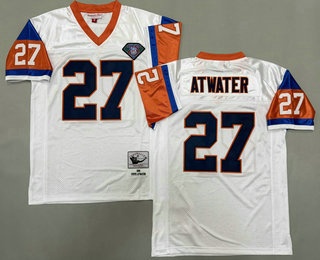 Men's Denver Broncos #27 Steve Atwater White with 75TH Patch Throwback Jersey